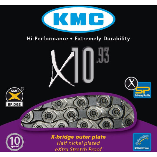 Cadena KMC X10.93 10 velocidades Gris/Plateado - Bike Center