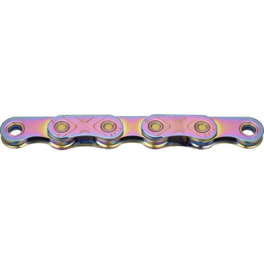 KMC X-Flat Waxed Chain - 12/13-Speed, 126 Links, Compatible with SRAM T-Type and AXS Systems, Aurora