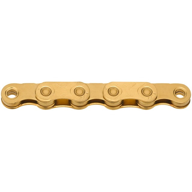 KMC X-Flat Waxed Chain - 12/13-Speed, 126 Links, Compatible with SRAM T-Type and AXS Systems, Ti Gold