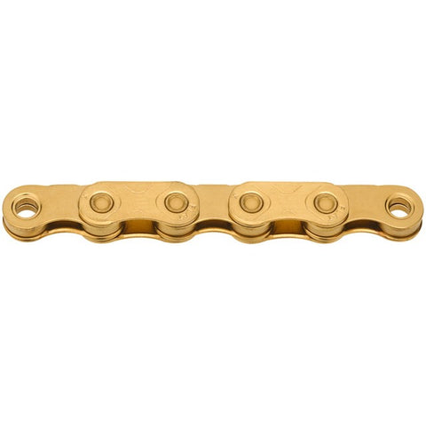 KMC X-Flat Waxed Chain - 12/13-Speed, 126 Links, Compatible with SRAM T-Type and AXS Systems, Ti Gold
