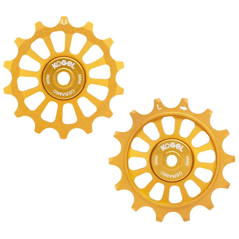 Kogel Bearings 14/14T Hybrid Ceramic Pulley Set SRAM 12, Cross - Gold
