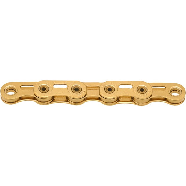 KMC XSL Flat Waxed Chain - 12/13-Speed, 126 Links, Compatible with SRAM T-Type and AXS Systems, Ti Gold