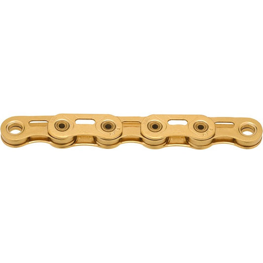 KMC XSL Flat Waxed Chain - 12/13-Speed, 126 Links, Compatible with SRAM T-Type and AXS Systems, Ti Gold