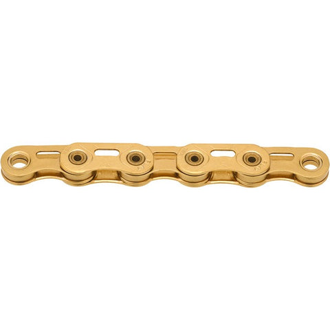 KMC XSL Flat Waxed Chain - 12/13-Speed, 126 Links, Compatible with SRAM T-Type and AXS Systems, Ti Gold