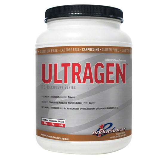First Endurance ULTRAGEN Recovery: Cappuccino 15 Serving Canister - Bike Center