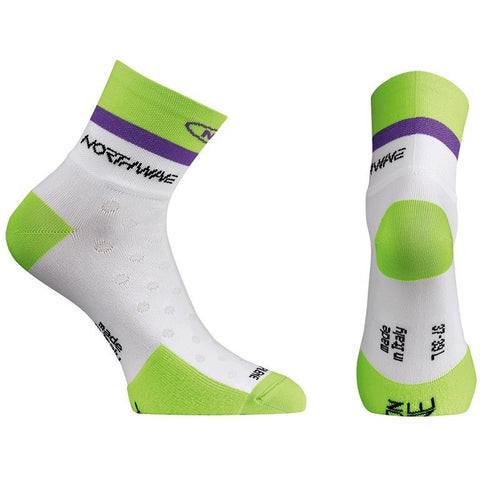 Medias Northwave Logo Women - Blanco/Verde Lima - Bike Center